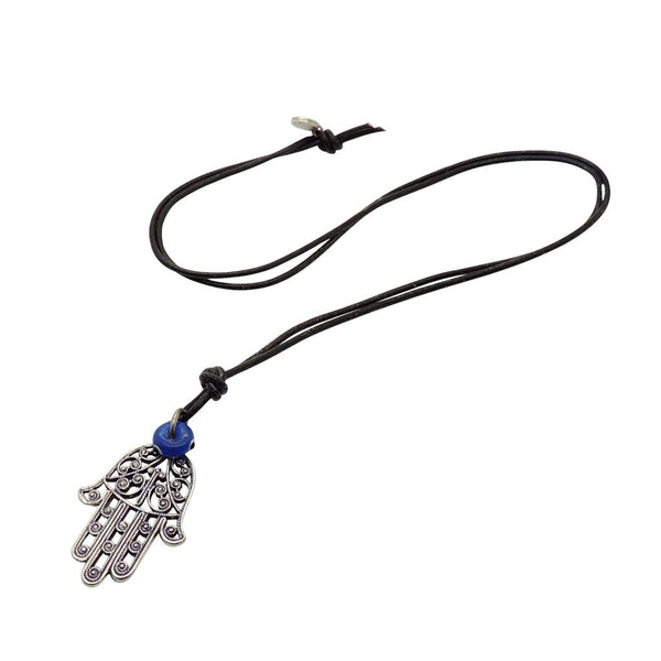 Hamsa Hand Leather Cord Necklace