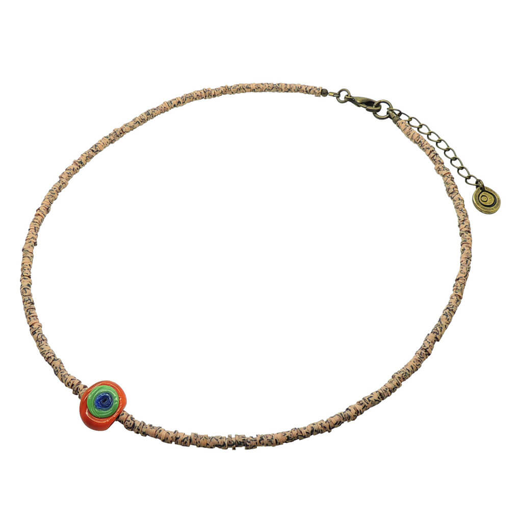 Dana Levy Limited Edition Multicolour Evil Eye Nugget Charm Wild Print Choker - Orange Green Evil Eye Nugget Charm Tiger Print Beaded Choker.