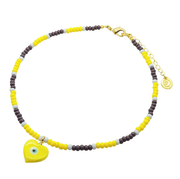 Yellow 'White Heart Beads