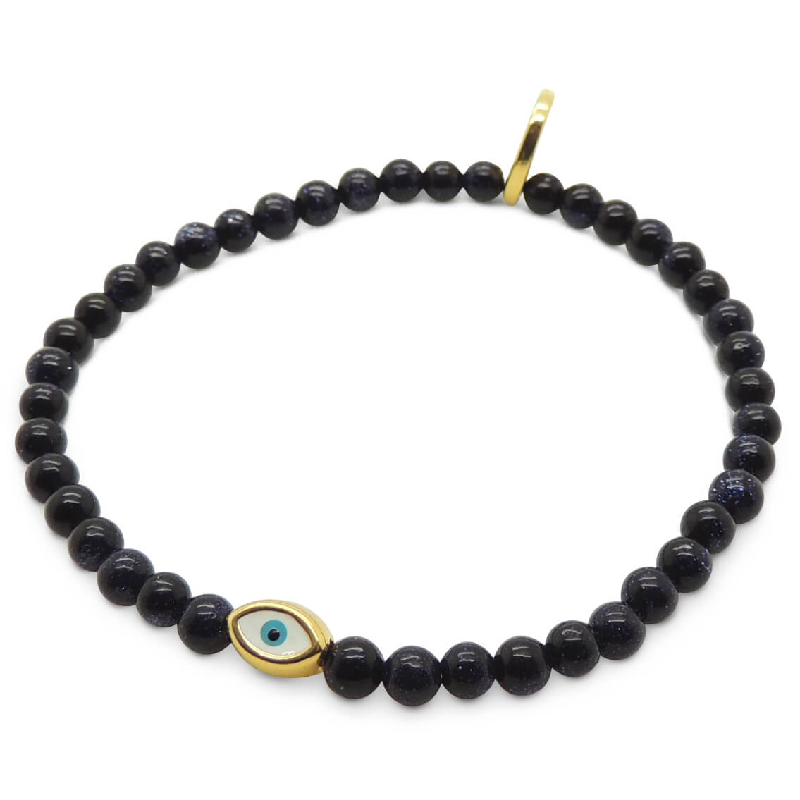 Dana Levy Mini Evil Eye Amulet Gemstone Bracelet - Gold Plate Blue Sandstone