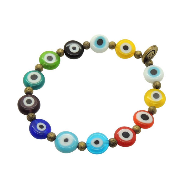 Turkish Style Handmade Oval Glass Colorful Lampwork Beads Bracelet