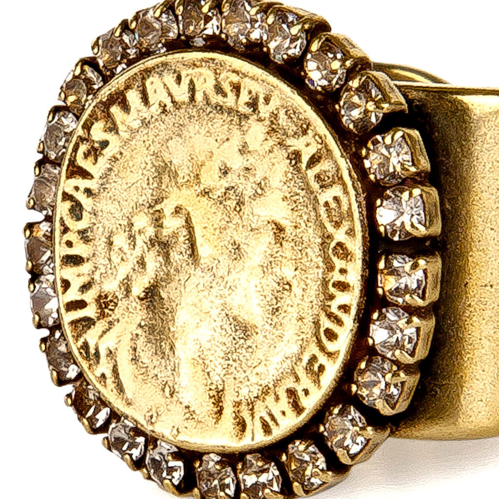 Dominique Cohen 18k Blackened Gold Goddess Coin Ring